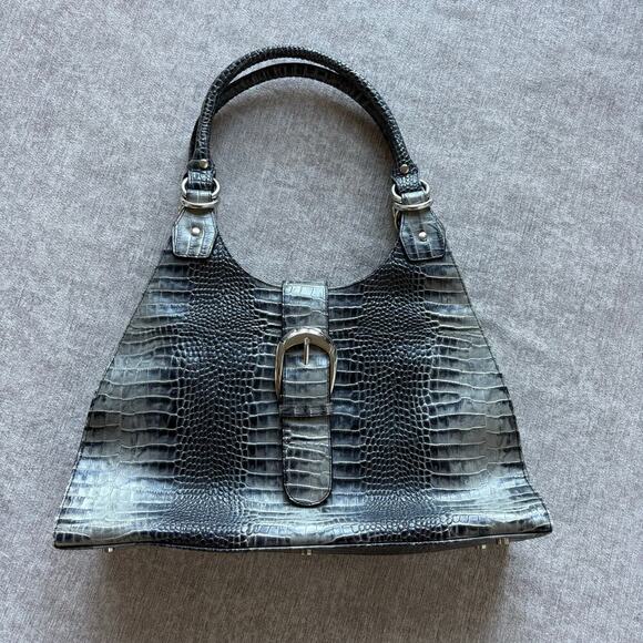 Anthropologie Handbags - Grey Crocodile Effect Shoulder Bag